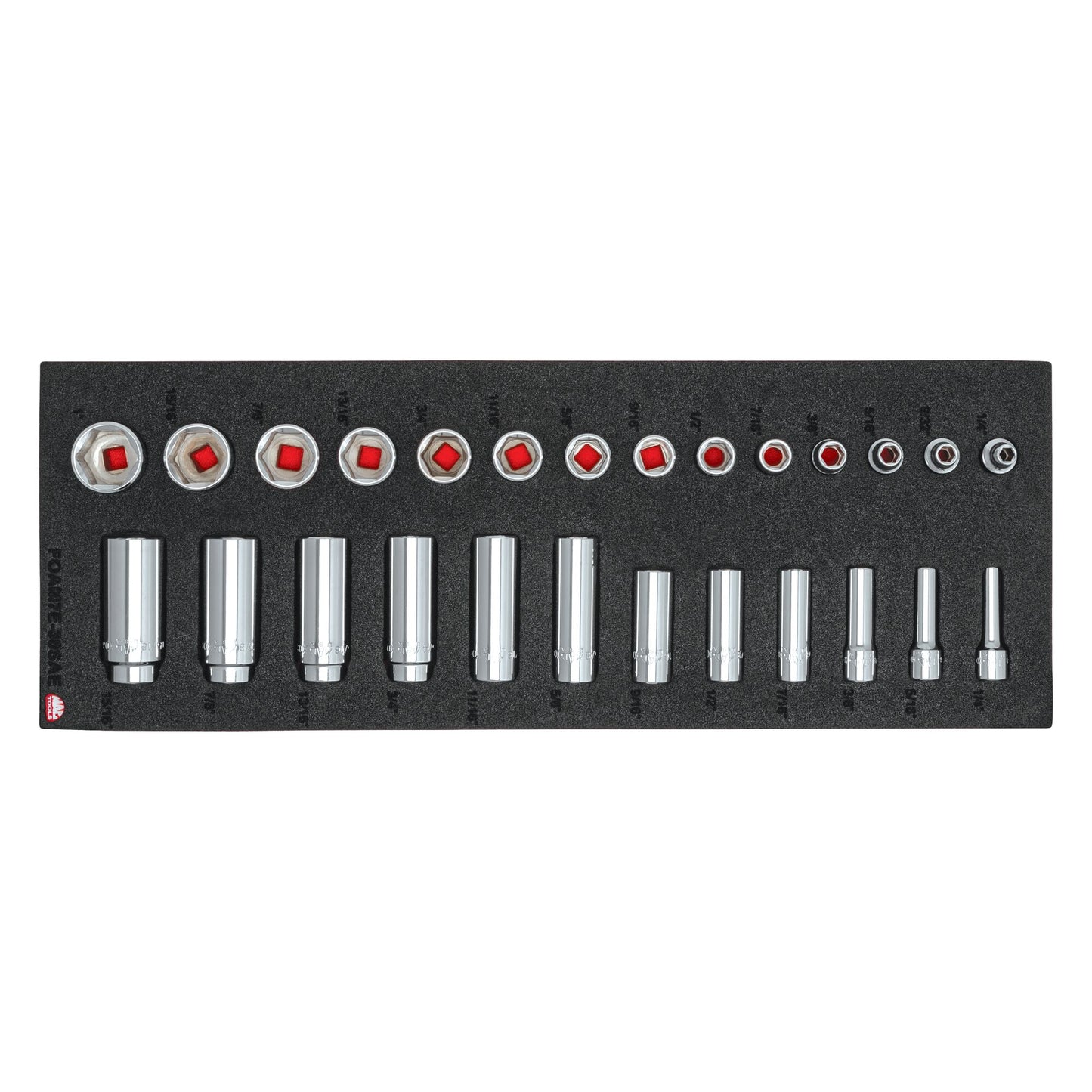 26-PC. 3/8" Drive SAE Socket Foam Set
