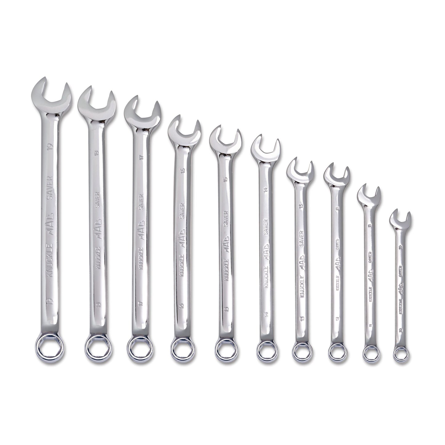 10-PC. Metric Knuckle Saver Combination Wrench Set - 6-PT.