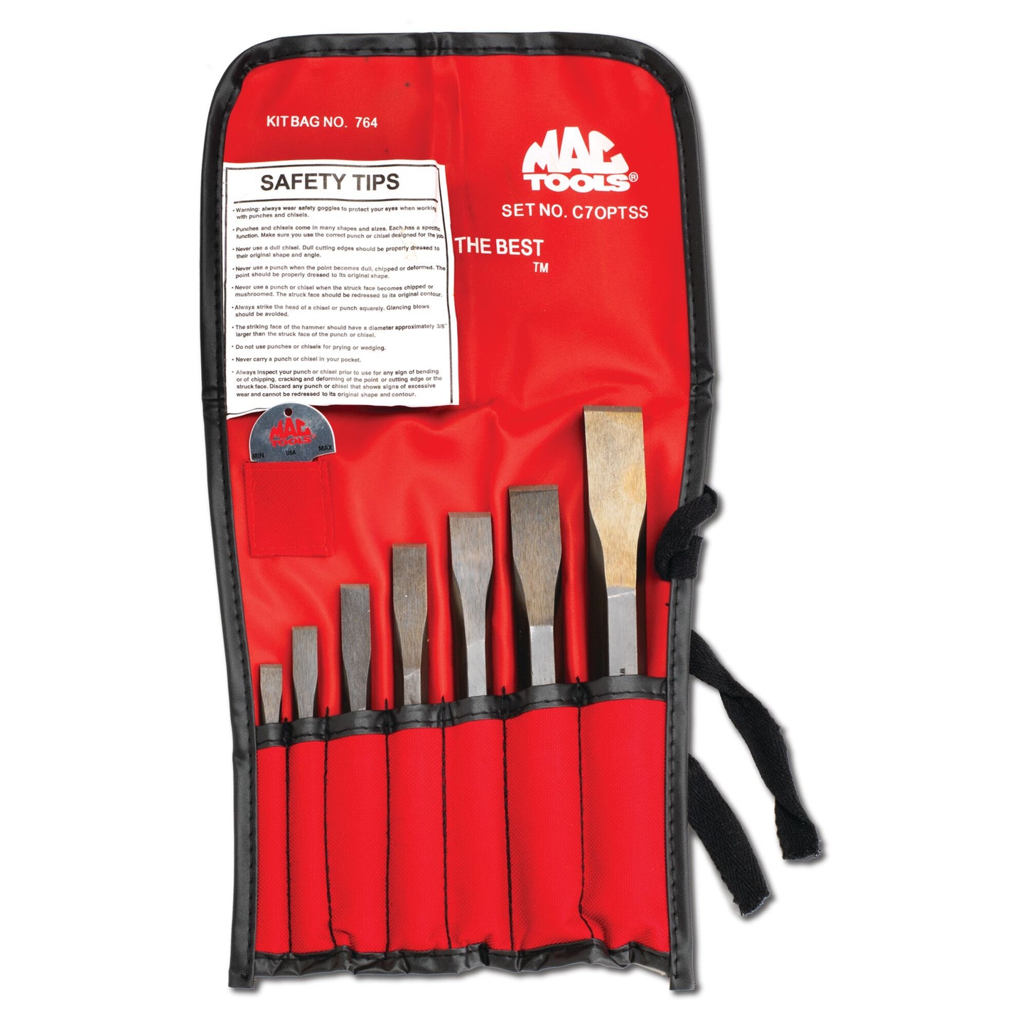 7-PC. Flat Tip Chisel Set with Gauge