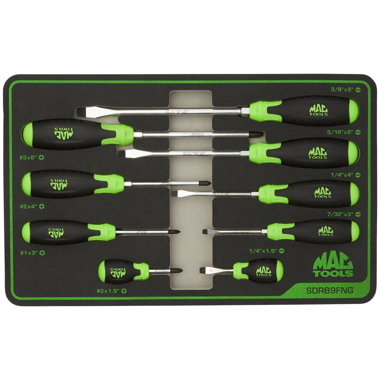 9-PC. Screwdriver Set in Foam - Green