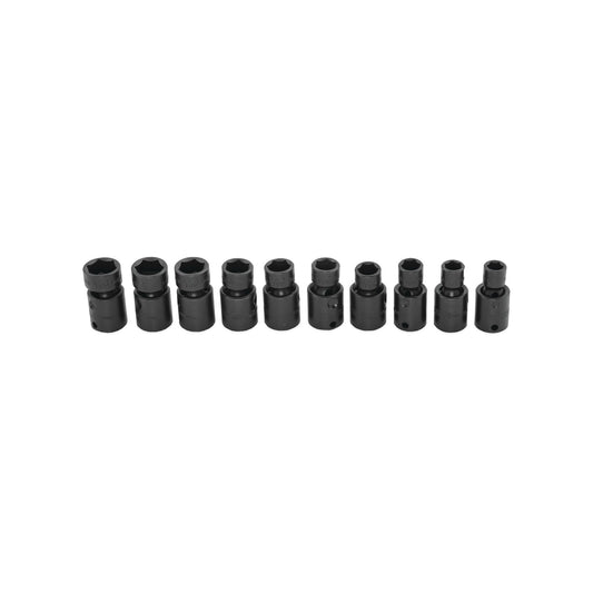 10-PC 3/8 Drive Metric Universal Impact Socket Set 6-PT