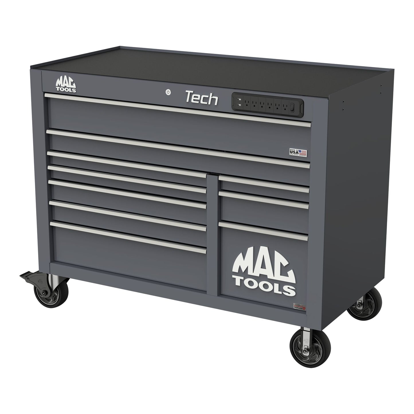 Tech™ Series 10-Drawer Workstation with PowerTech™ Drawer - Carbon Gray