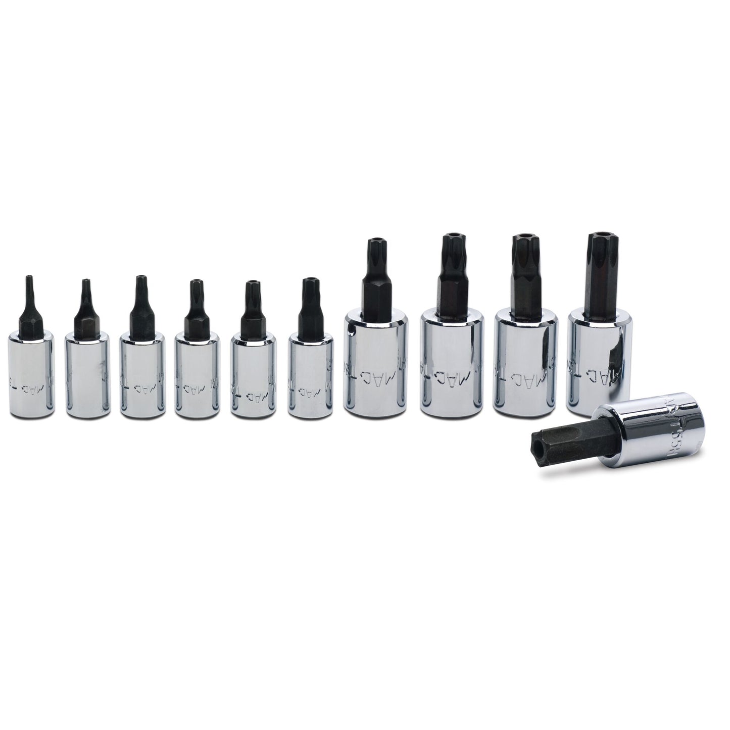 Driver Set, Tamper-Resistant Torx in Metal Tray 1/4" and 3/8" Drive - 11-PC.