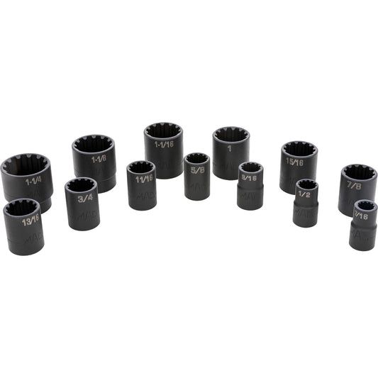 13-PC. 1/2” Drive SAE Spherical Impact Socket Set