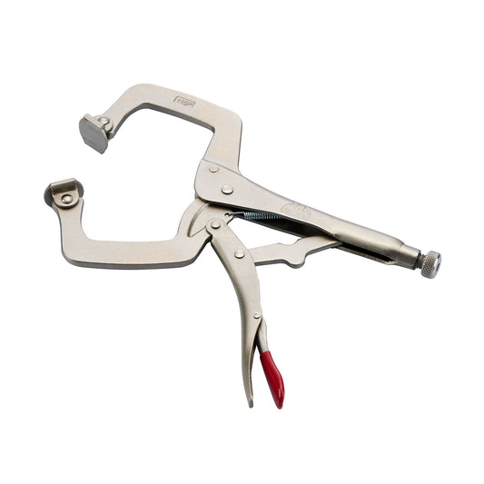 11" C-Clamp Trigger Release Locking Pliers with Swivel Pads - Red