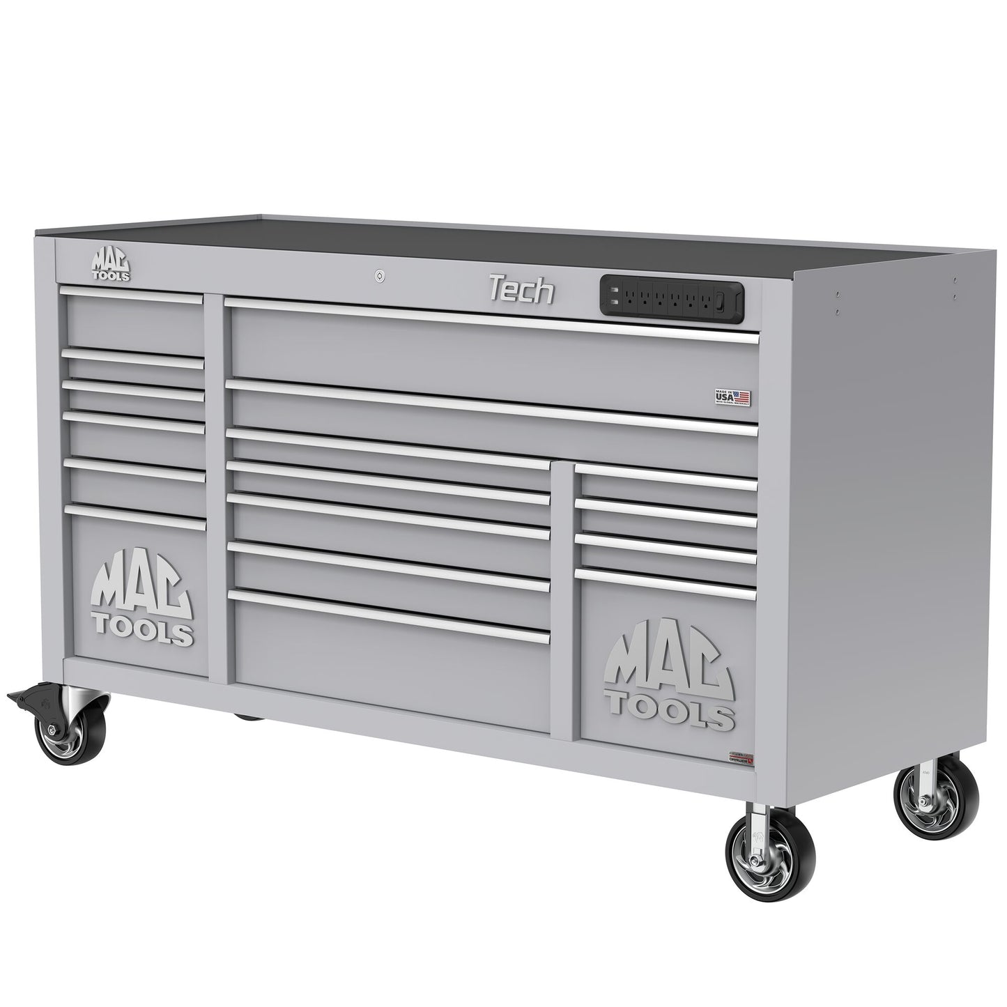 Tech™ Series 16-Drawer Workstation with PowerTech™ Drawer - Mica Gray