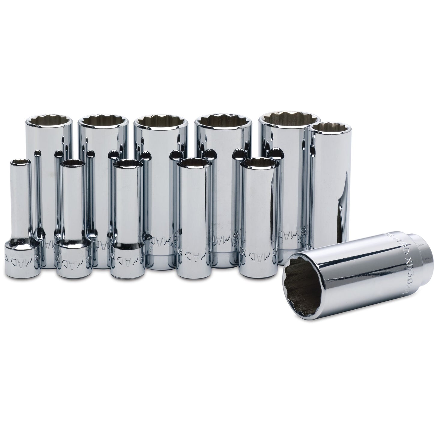 Socket Set, Deep SAE in Metal Tray 3/8" Drive - 12-PC.