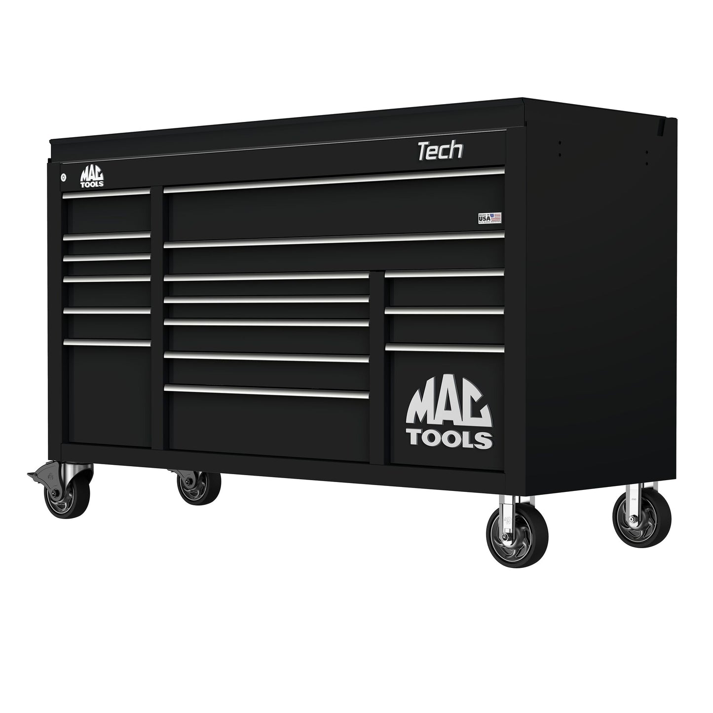 Tech™ Series 16-Drawer Drop Top Workstation - Flat Black