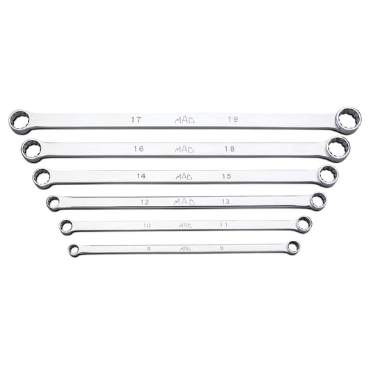 6-PC. Metric High-Performance Long Double-Box Wrench Set - 12-PT.