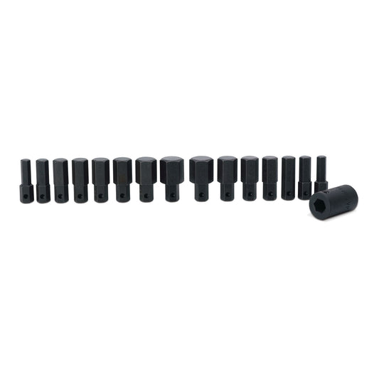 15-PC. 1/2” Drive SAE and Metric Impact Hex Insert and Driver Set