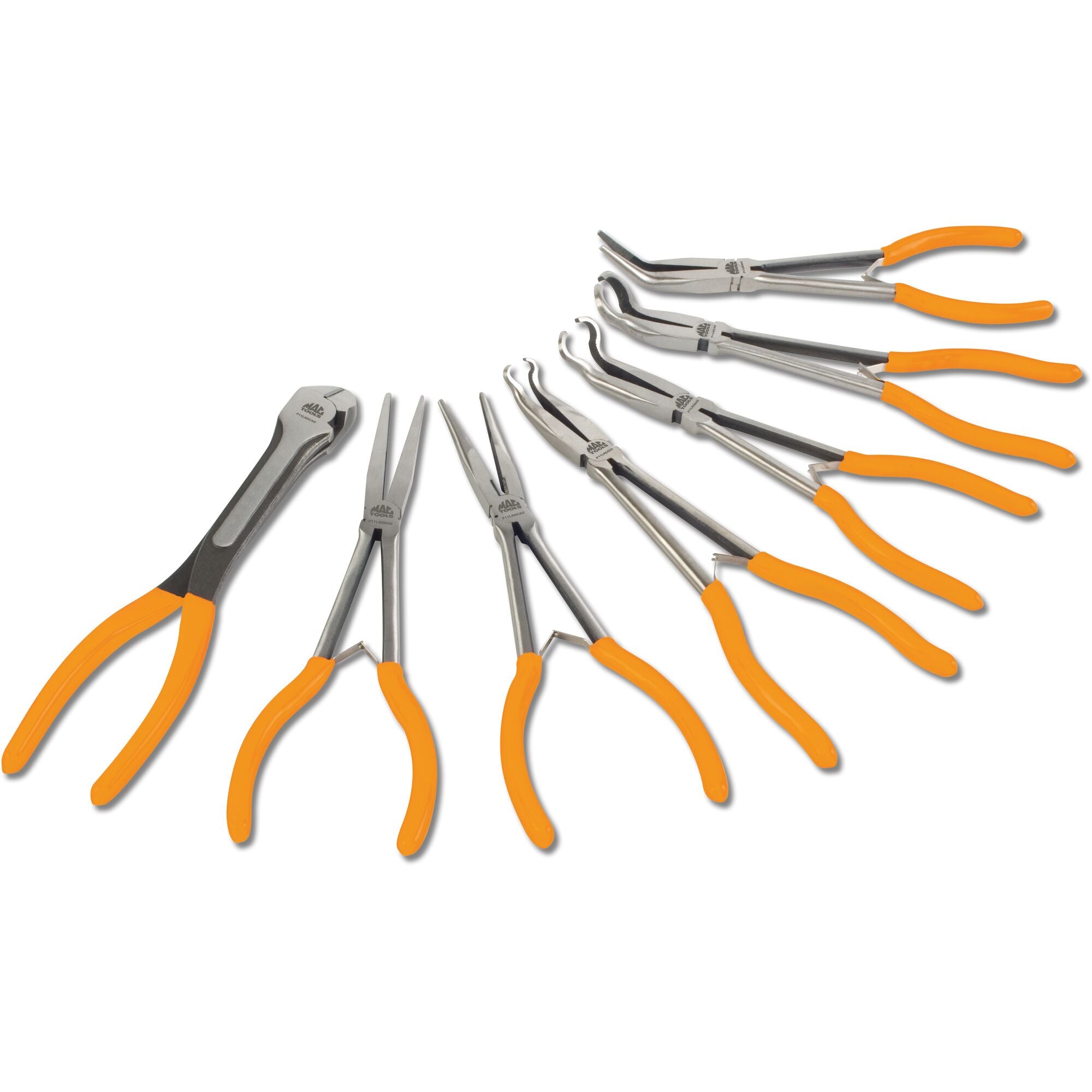7-PC. Combination Long-Reach Pliers Set - Orange