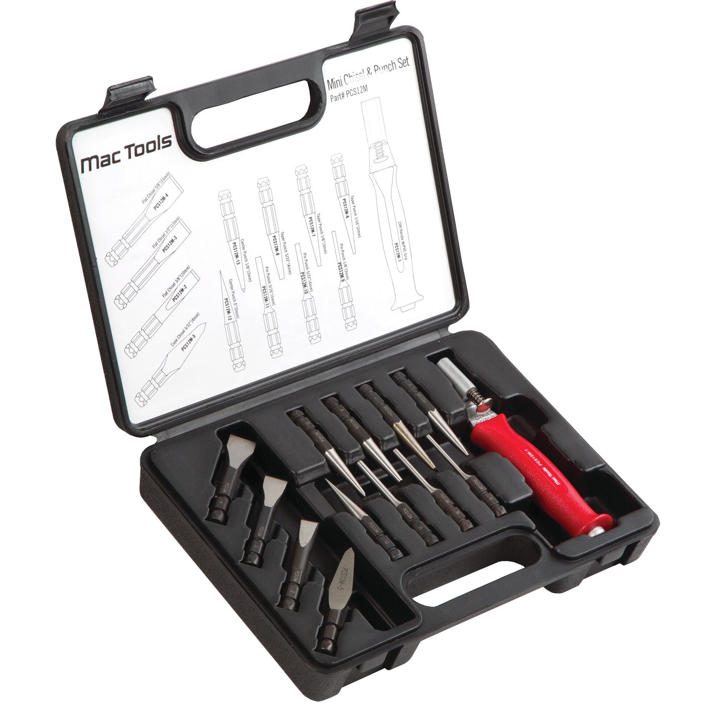 12-PC. Mini Interchangeable Bit Punch and Chisel Set