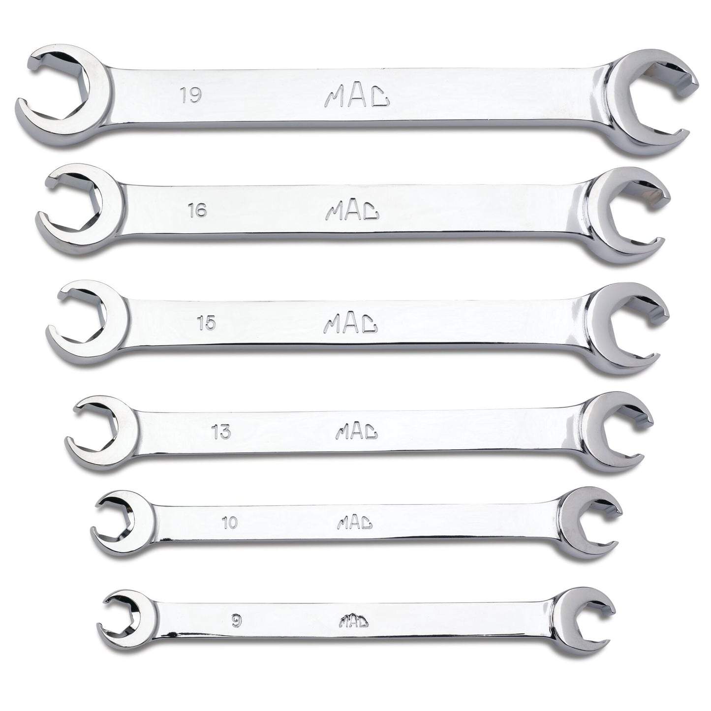 6-PC. Metric Double-End Flare Nut Wrench Set - 6-PT.