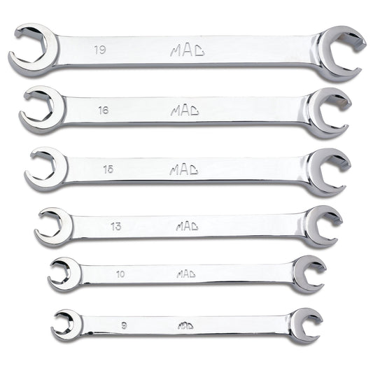 6-PC. Metric Double-End Flare Nut Wrench Set - 6-PT.