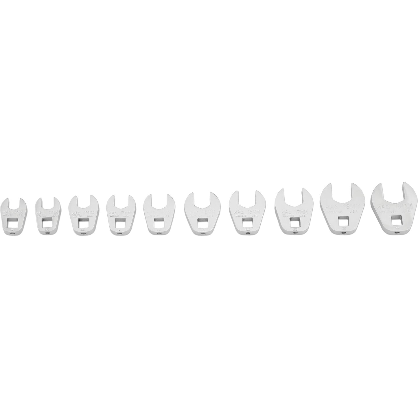 10-PC. 3/8” Drive Metric Open End Crowfoot Wrench Set