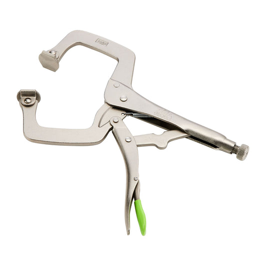 11" C-Clamp Trigger Release Locking Pliers with Swivel Pads - Green