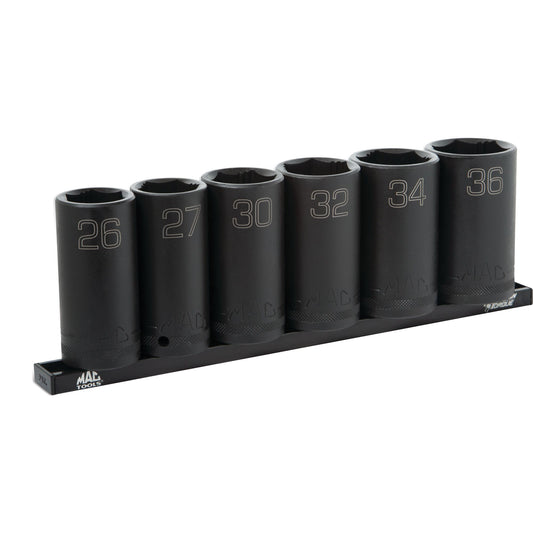 6-PC. 1/2" Drive Metric Deep Impact Socket Set - 6-PT.