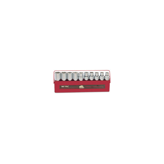 10-PC. 1/2" Drive Metric Deep Socket Set - 6-PT.