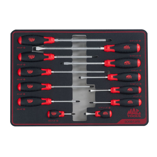12-PC. Screwdriver Set in Foam – Red