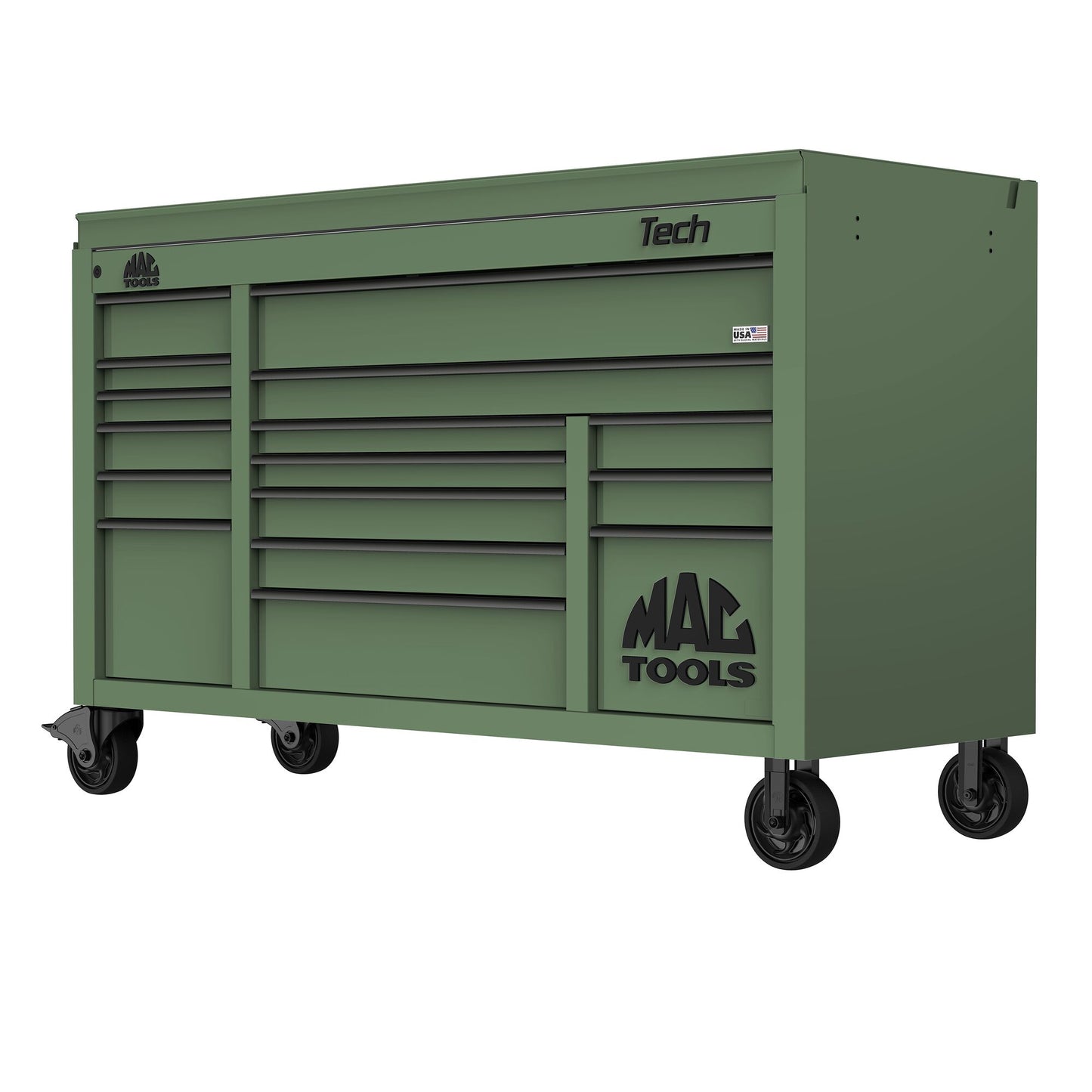 Tech™ Series 16-Drawer Drop Top Workstation - Olive Green