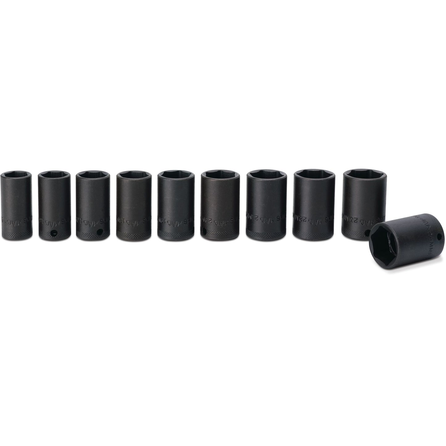Socket Set, Intermediate Impact Metric in Metal Tray 3/8" Drive - 10-PC.