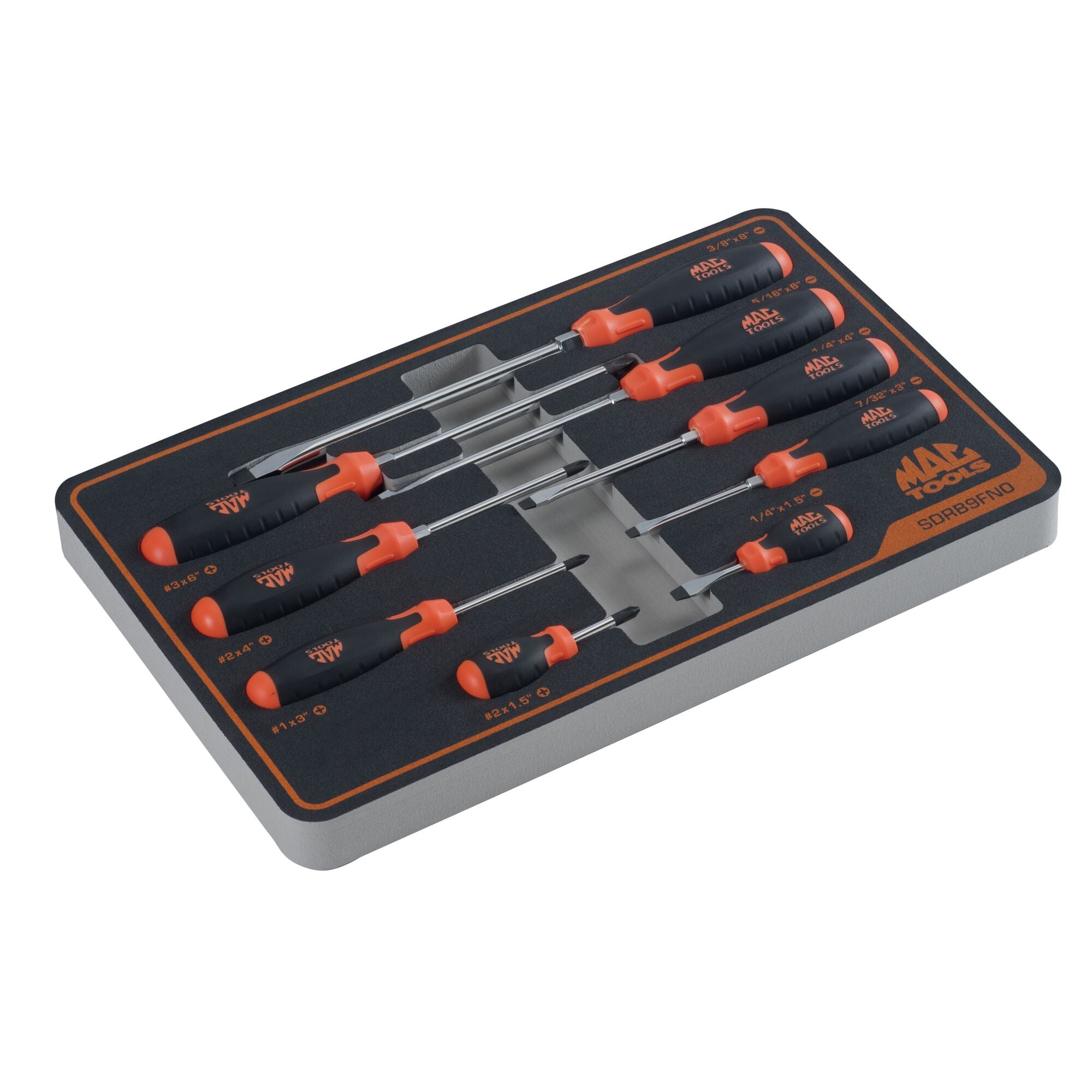 9-PC. Screwdriver Set in Foam - Orange