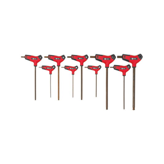 9-PC. SAE Bi-Material T-Handle Ball-End Hex Key Set
