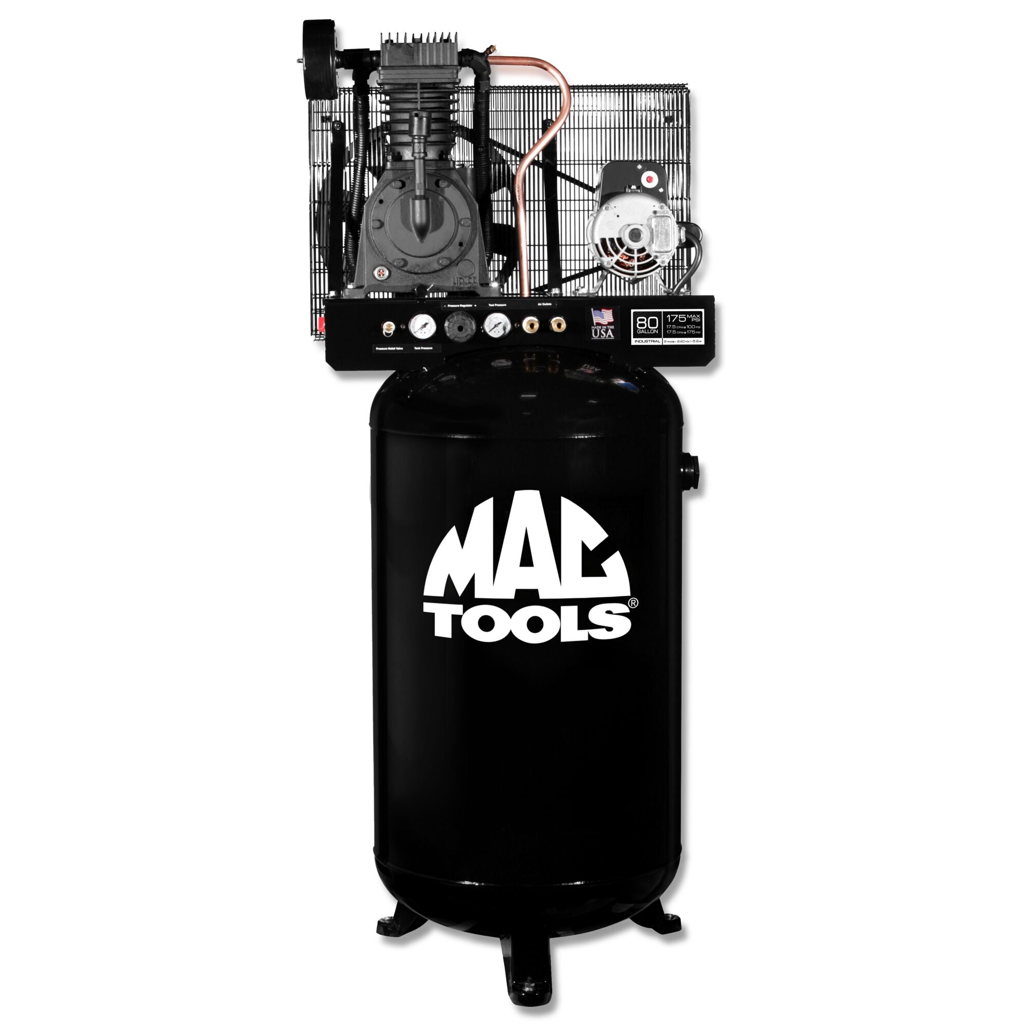 80-Gallon Two-Stage Cast Iron 230v 5HP Industrial Air Compressor