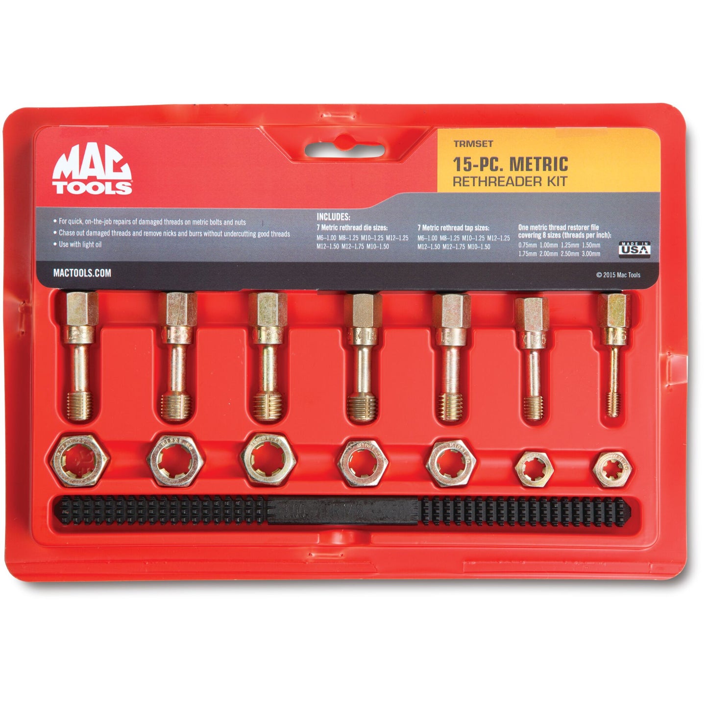 15-PC. Metric Rethreader Tap, Die, and File Set