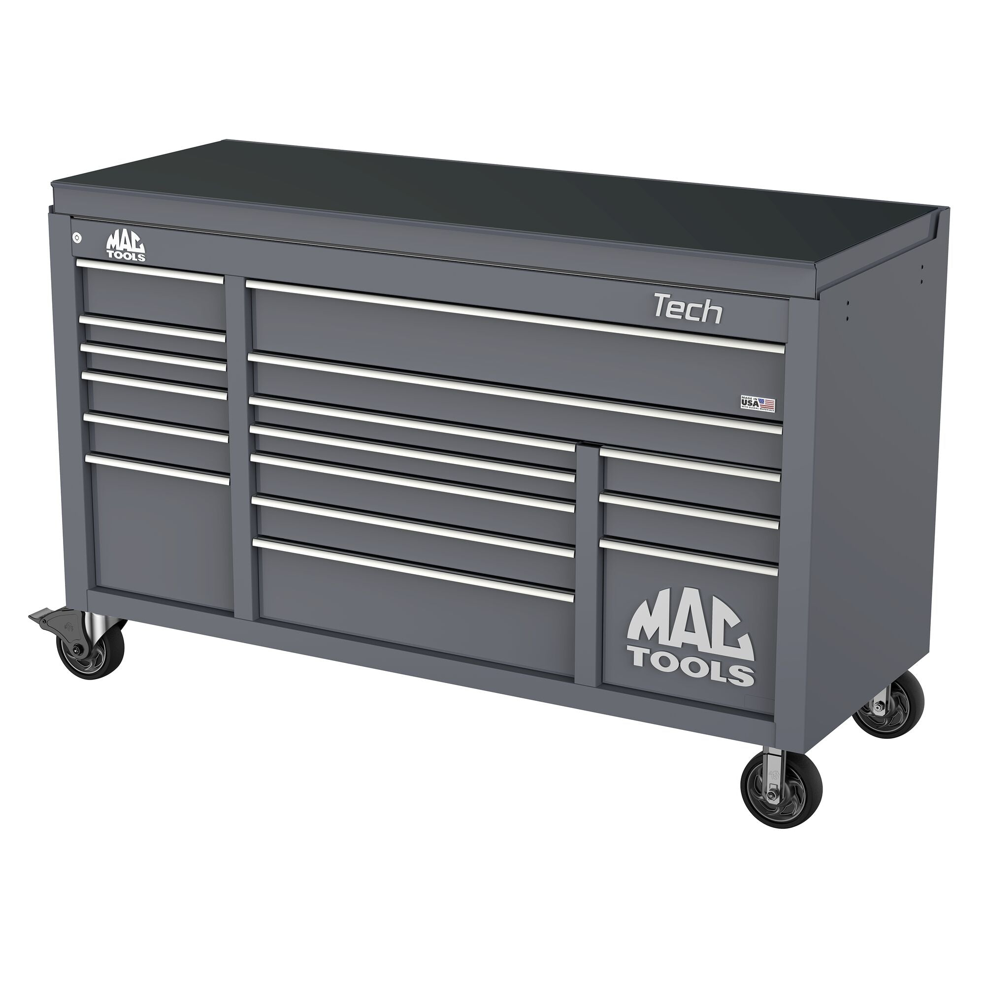 Tech™ Series 16-Drawer Drop Top Workstation - Carbon Gray