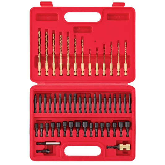 52-PC. 1/4" Hex Quick-Disconnect Titanium-Nitride Coated Drill Bit and Driver Set