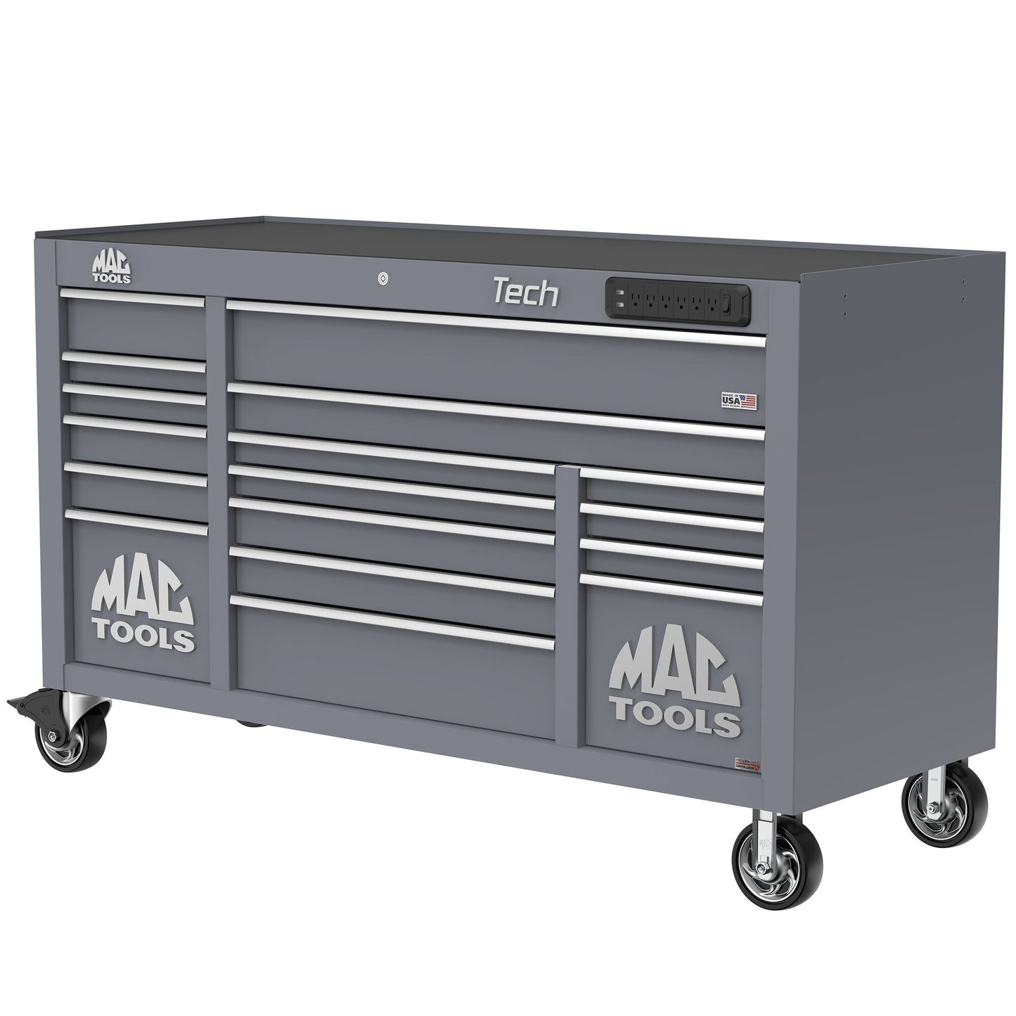 Tech™ Series 16-Drawer Workstation with PowerTech™ Drawer - Carbon Gray