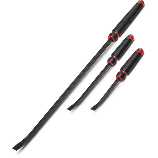 3-PC. Comfort-Handle Curved Head Pry Bar Set - Red