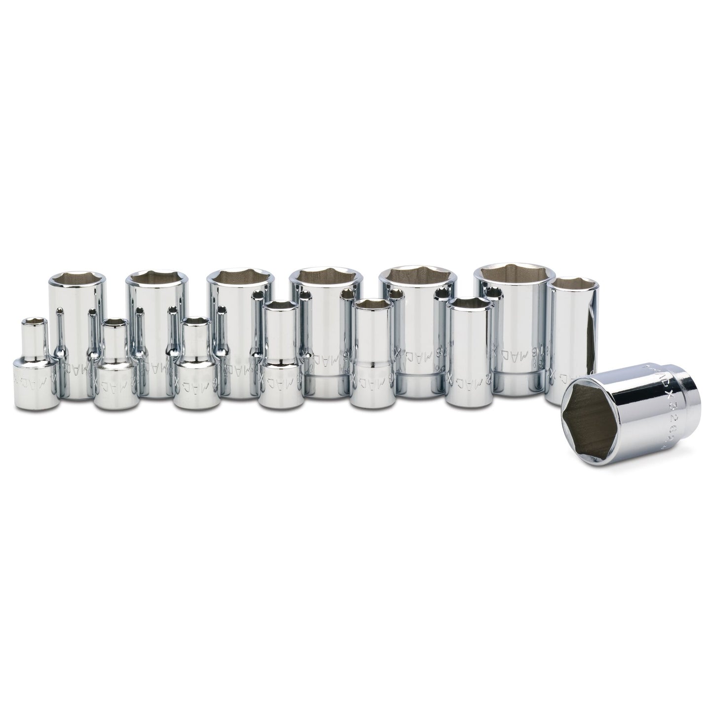 Socket Set, Intermediate SAE in Metal Tray 3/8" Drive - 14-PC.