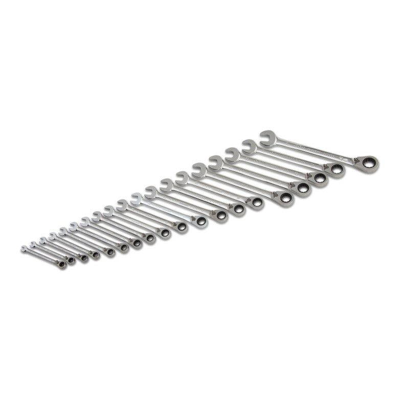 19-PC. Metric Reversible Ratcheting Combination Wrench Set - 12-PT.