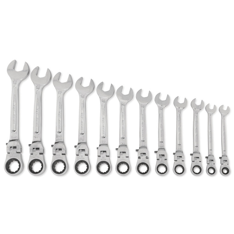 12PC. Metric Locking FlexibleHead Ratcheting Wrench Set SRWMLF212PTA Mac Tools