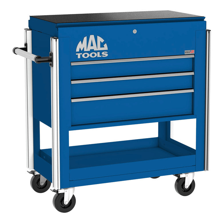3-Drawer Utility Cart w/ Full Lid - Sapphire Blue - UC3720DTH-BL
