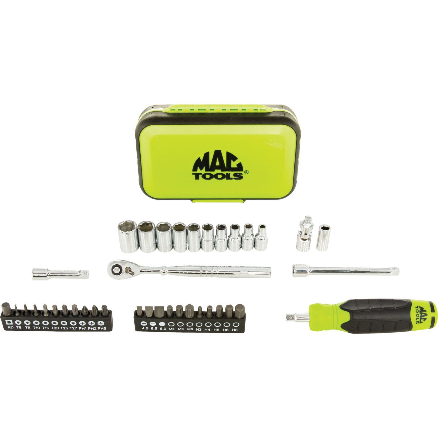 38-PC. 1/4" Drive SAE Precision Torque Micro Set - Hi-Vis Green