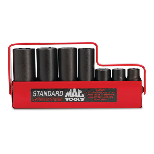 Socket Set, Deep Impact SAE in Metal Tray 3/8" Drive - 7-PC.
