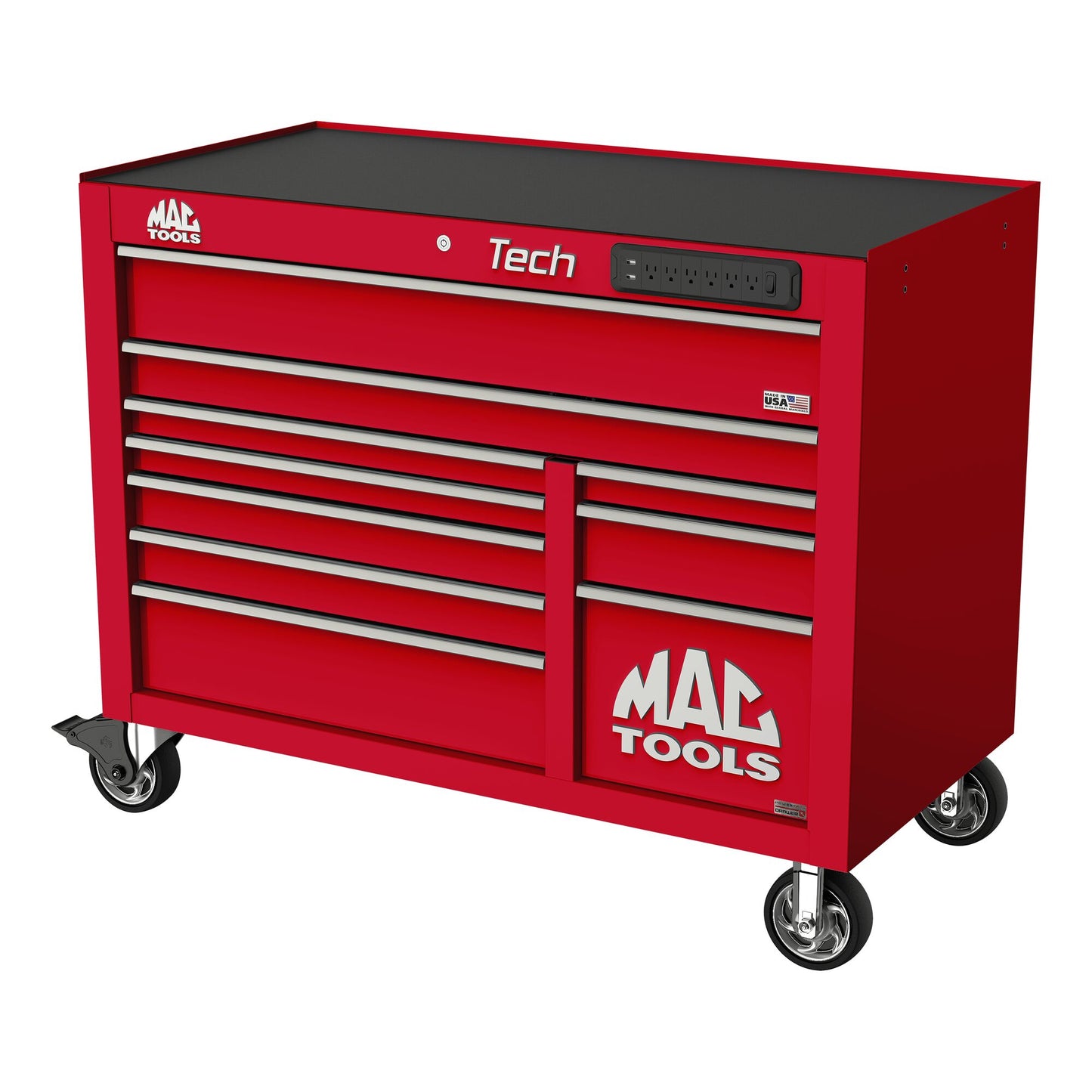 Tech™ Series 10-Drawer Workstation with PowerTech™ Drawer - Firebrick Red