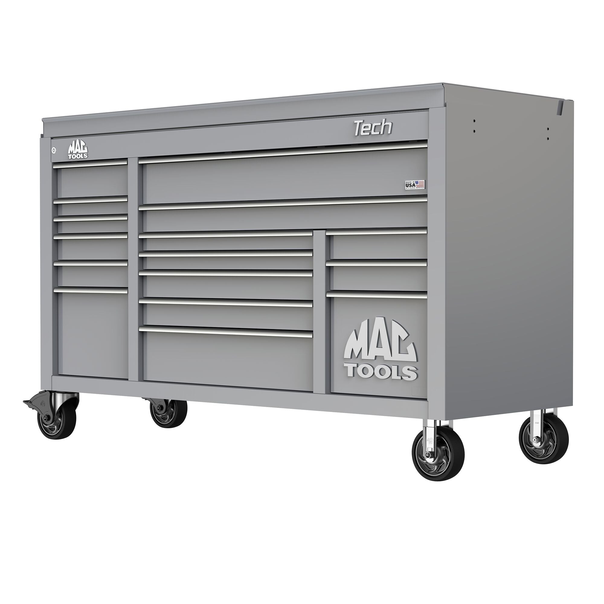 Tech™ Series 16-Drawer Drop Top Workstation - Mica Gray