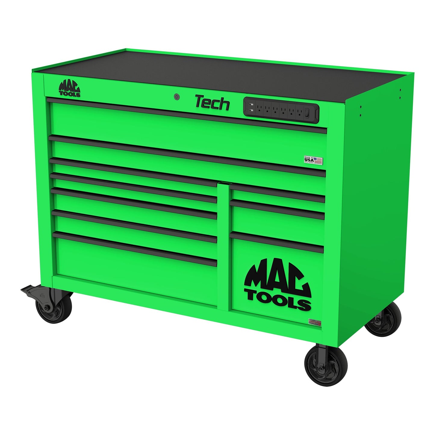 Tech™ Series 10-Drawer Workstation with PowerTech™ Drawer - Lime Green