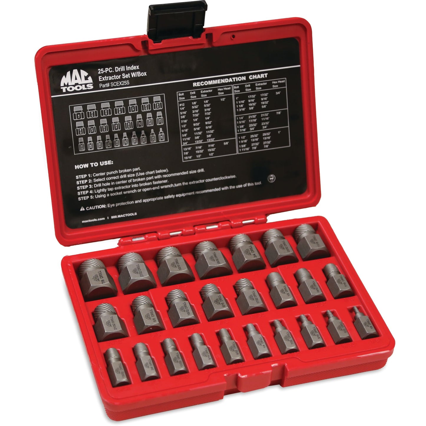 25-PC. Multi-Spline Screw Extractor Set