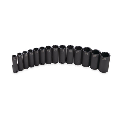 14-PC. 3/8" Drive Metric Deep Impact Socket Set - 6-PT.
