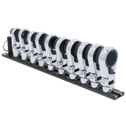 10Pc. 3/8" Dr. Offset Ratcheting Flex Wrench Head Attachment Set - 12Pt.