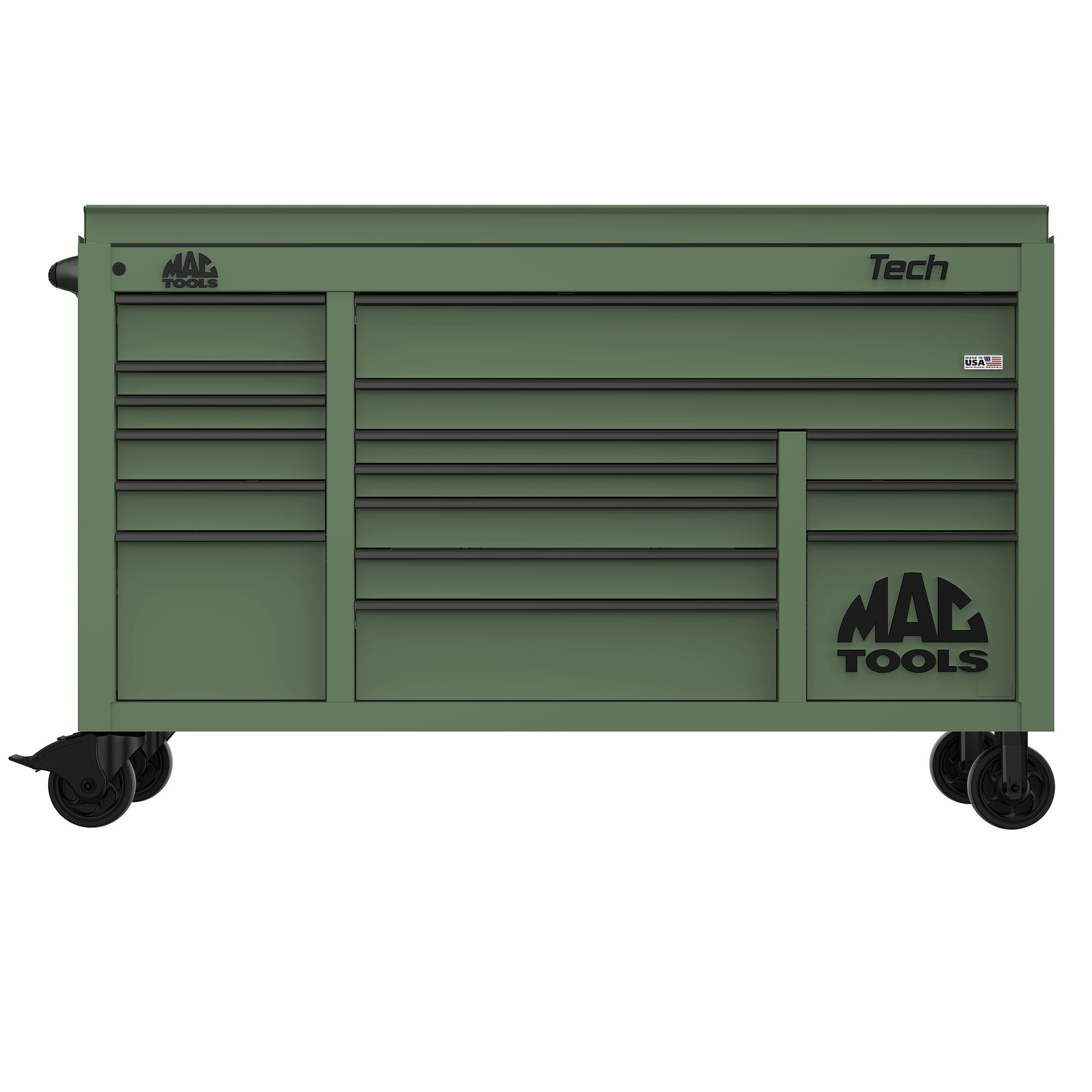 Tech™ Series 16-Drawer Drop Top Workstation - Olive Green