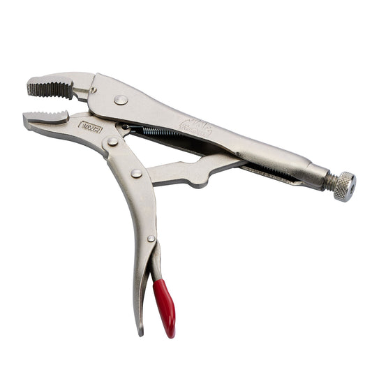 10" Curved Jaw Trigger Release Locking Pliers with Wire Cutter - Red