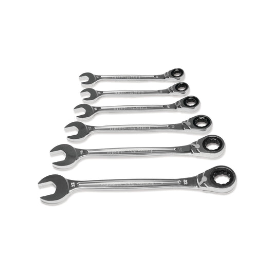 6-PC. Large Metric Reversible Ratcheting Wrench Set - 12-PT.