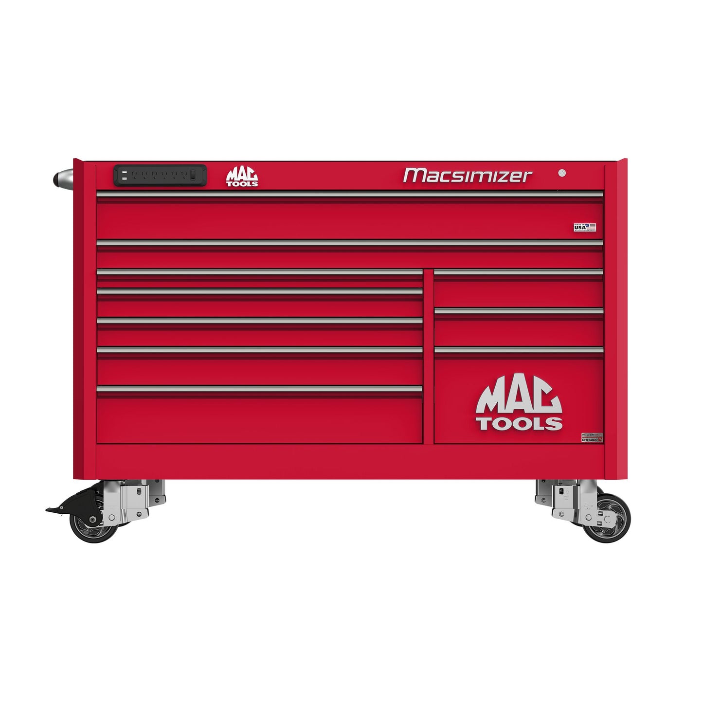 Macsimizer® Series 10-Drawer Workstation with PowerTech™ Drawer - Firebrick Red