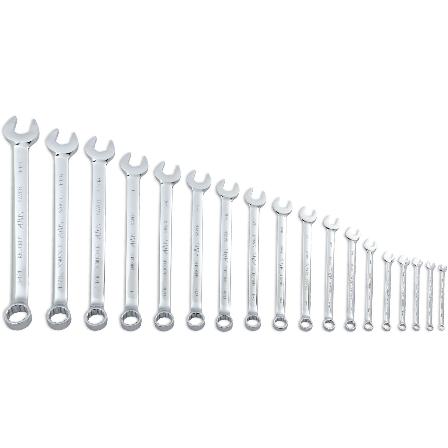 18-PC. SAE Knuckle Saver Combination Wrench Set - 12-PT.